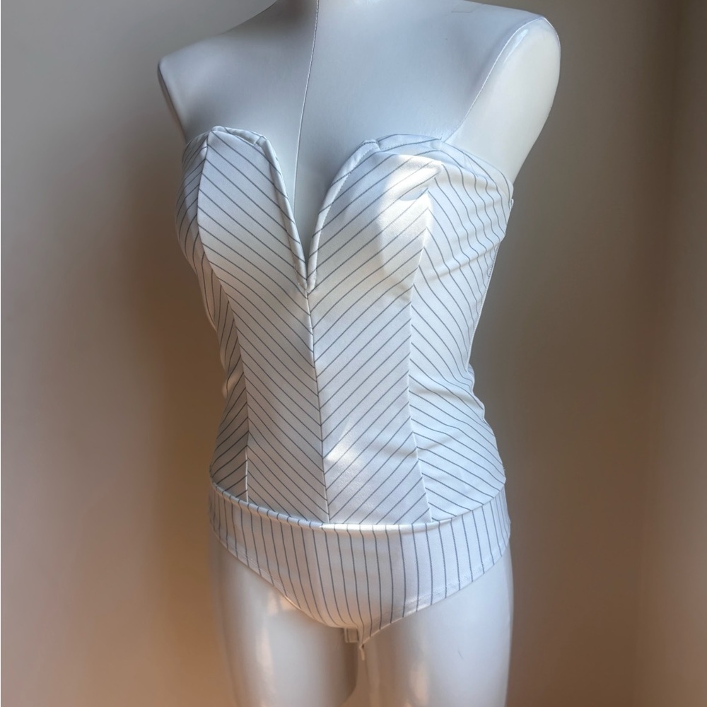 Milk & Honey White Striped Bodysuit